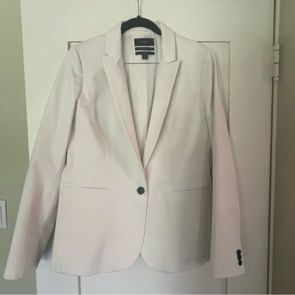 J. Crew Parke Blazer in Bi-Stretch Cotton, Ivory, 12 Tall